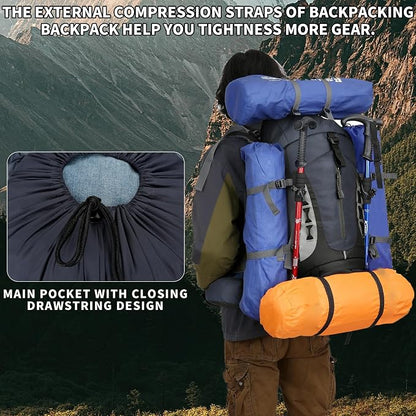 75L Hiking Backpack with Rain Cover Waterproof Camping Backpack Shoes Warehouse - Image 3