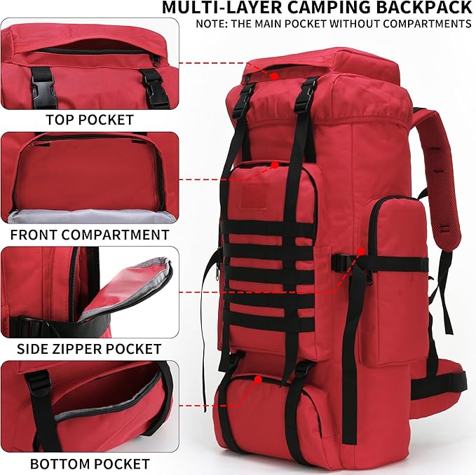 Hiking Backpack for Men 70L/100L Camping Backpack Military Rucksack Molle 3 - Image 3