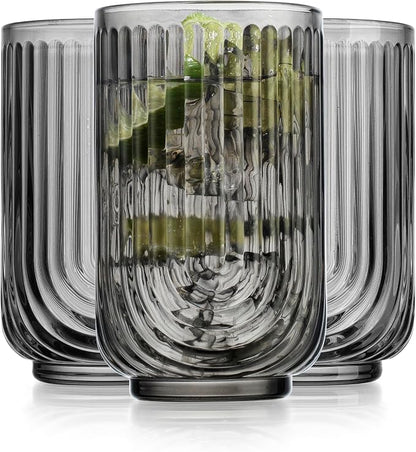 Glaver's Vintage Glassware Art Deco Glasse Ribbed Drinking Glasses U-Shape Arch by Glavers