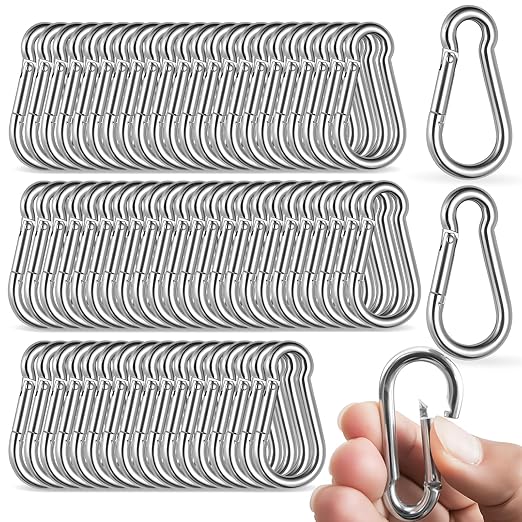 100 Pack M5 Spring Snap Hook Carabiner, Heavy Duty Galvanized Steel Quick Link by Zmpkhba