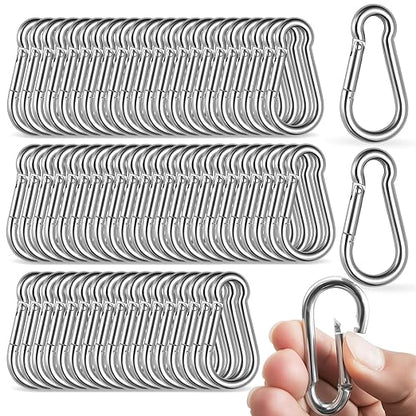 100 Pack M5 Spring Snap Hook Carabiner, Heavy Duty Galvanized Steel Quick Link by Zmpkhba