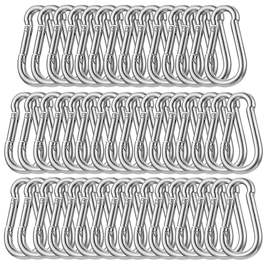 200PCS Spring Snap Hook Carabiner, 3/16" Galvanized Steel Snap Clip Hook by EPHECH