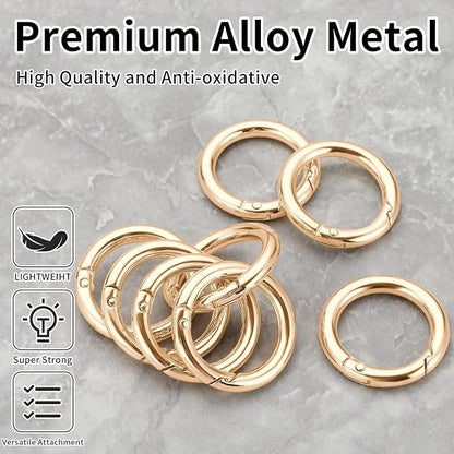Gkeygo Key Ring Clip, 4/5 Inch Keychain Rings, 8 Pack Round Carabiner Clip - Image 2
