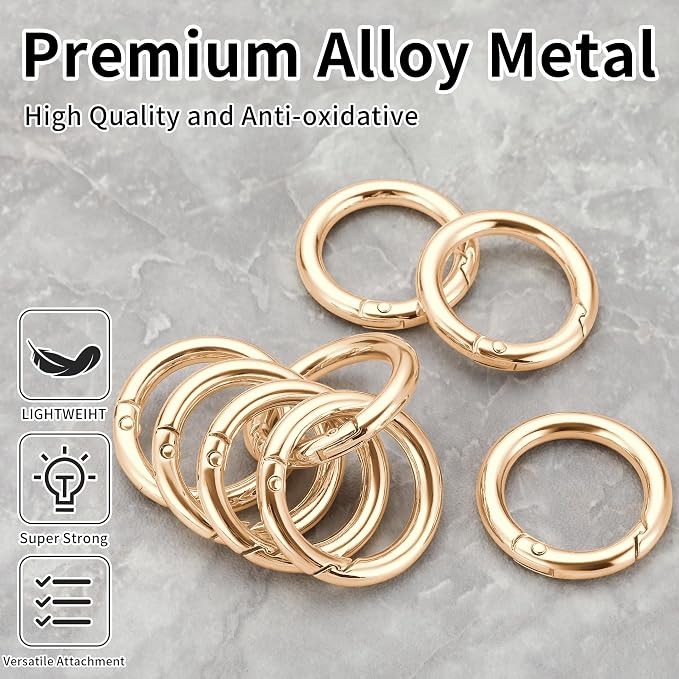 Gkeygo Key Ring Clip, 1 Inch Keychain Rings, 8 Pack Round Carabiner Clip - Image 2