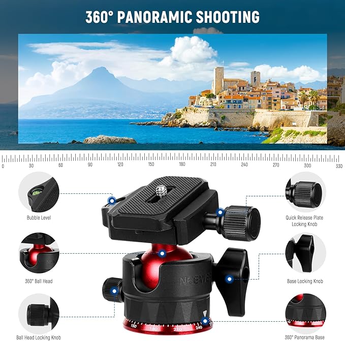 NEEWER Basics Carbon Fiber Travel Tripod Monopod, Arca Type Ball Head, Max Load - Image 5