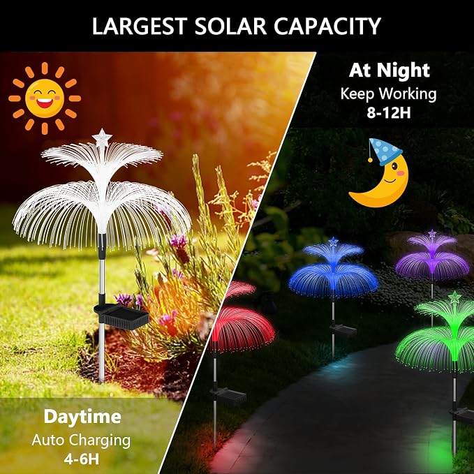 Weepong Solar Garden Lights 3 Pack New Upgraded Solar Lights Outdoor Waterproof - Image 4