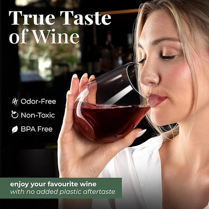 Vivocci Unbreakable Plastic Stemless Outdoor Wine Glasses 20 oz | Tritan Heavy - Image 3