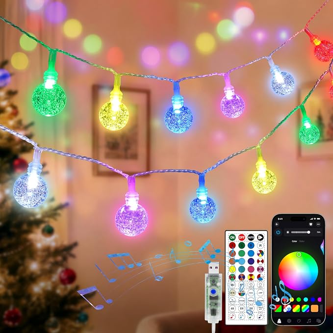 OMIKA Color Changing String Lights USB Powered, 33FT 60LED APP Control Fairy by Omika
