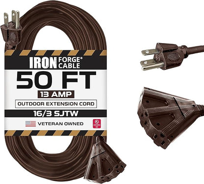 Iron Forge Cable 50ft Brown Outdoor Extension Cord by IronForgeCable