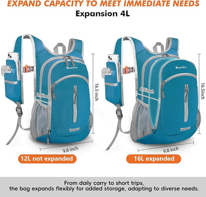 Seektop Small Hiking Backpack Expandable 12L-15L, Lightweight Packable - Image 2