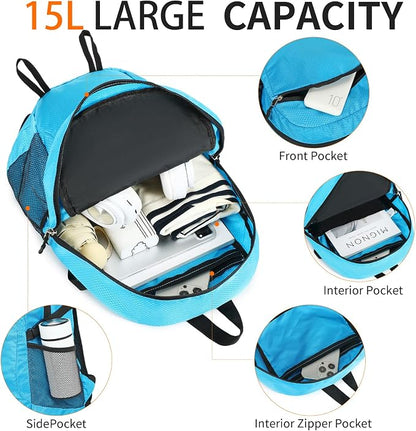 Small Hiking Backpack 15L Travel Lightweight Hiking Packable Daypack - Image 5