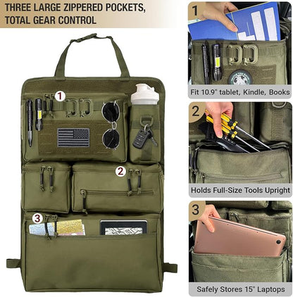 Tactical Seat Back Organizer Heavy Duty MOLLE Panel Organizer - Image 4