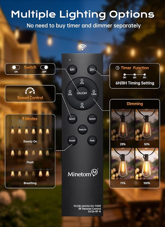 Minetom 77FT Outdoor String Lights - Image 5