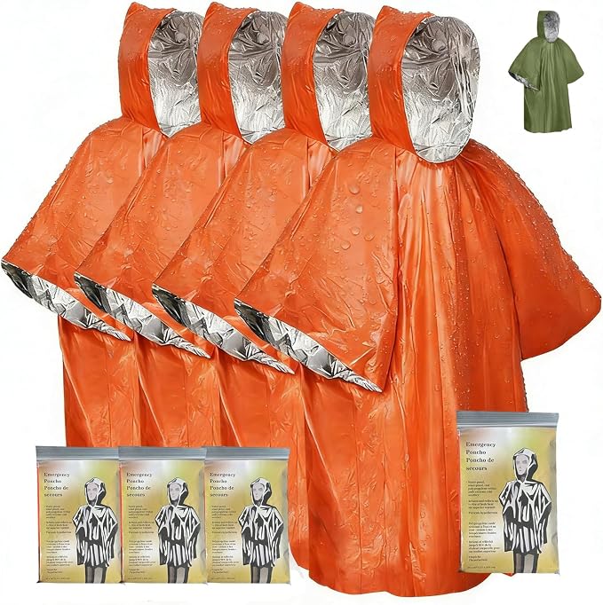Emergency Survival Poncho Thermal Mylar Foil Coating Blanket by AGKG123