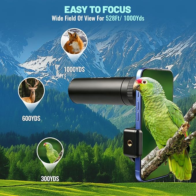 10x32 HD Monocular Telescope for Adults High Powered, Metal Cover Waterproof - Image 3