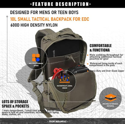 Miramrax 12L Small Backpack Day Pack - Image 3