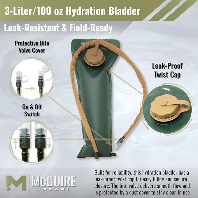 M MCGUIRE GEAR Hydration Bladder, 3L/100 oz. Water Bladder, Leak Proof - Image 2