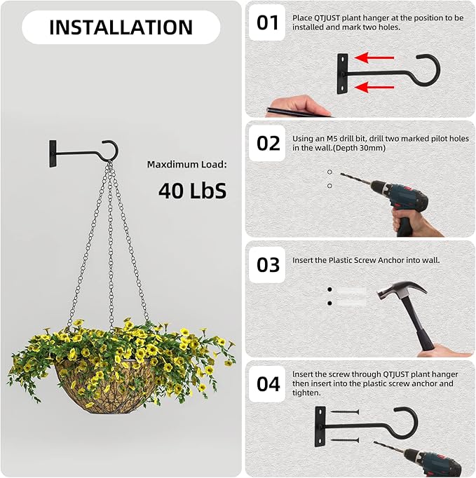 Plant Hooks 2Pack Hanging Plant Bracket 6inch Metal Plant Hanger Decorative - Image 7