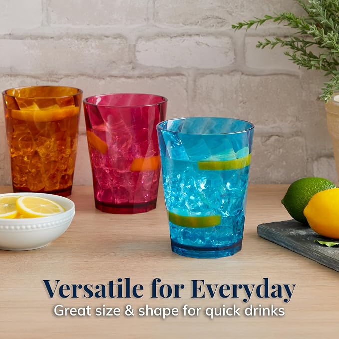 US Acrylic Optix Plastic Reusable Drinking Glasses 14oz Rocks Cups in Jewel - Image 3
