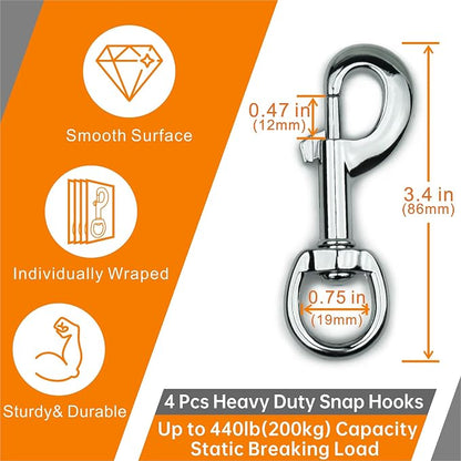 Garwor 4Pcs Heavy Duty Chrome Swivel Snap Hooks - Image 2