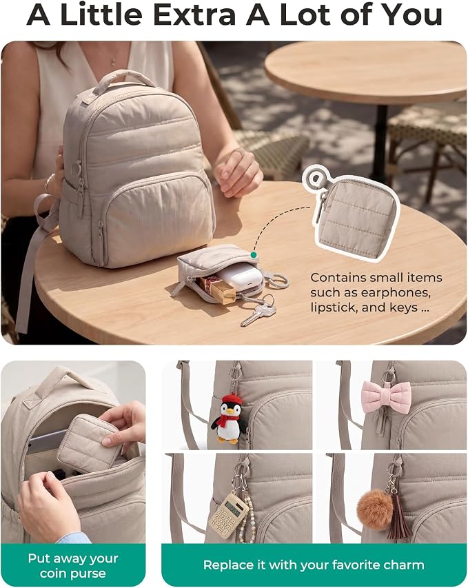 BAGSMART Small Backpacks for Women, Lightweight Puffer Mini Backpack Purse - Image 4