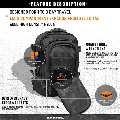 Miramrax Tactical Backpack Military Army Daypack - Image 5