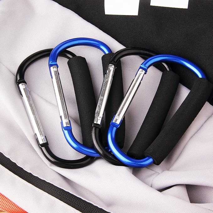 4 Pack Large Carabiner 5.5" D Style Click and Carry Bag Carrier Stroller Hooks - Image 9
