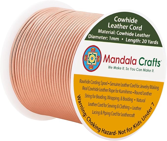 Mandala Crafts Round Genuine Rose Gold Leather Cord by MandalaCrafts