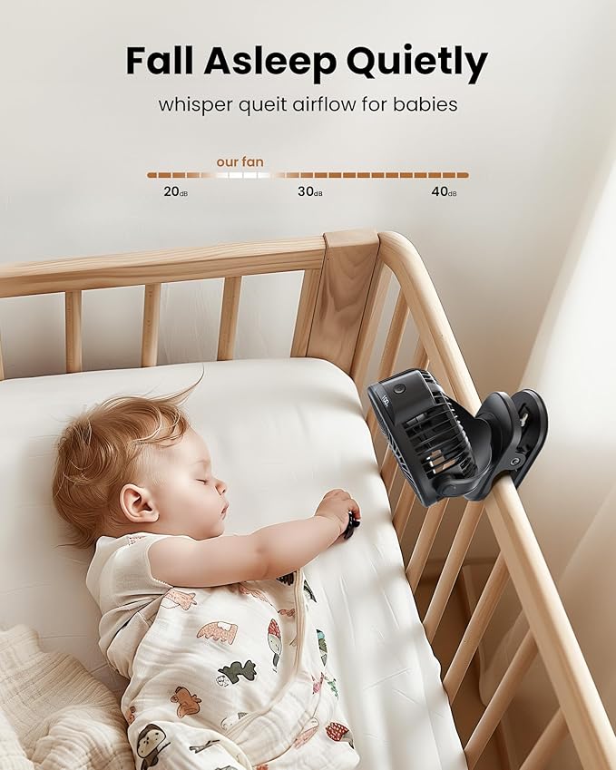 Koonie Portable Clip On Fan, Small Rechargeable Battery Operated, 3 Speed Mini - Image 4