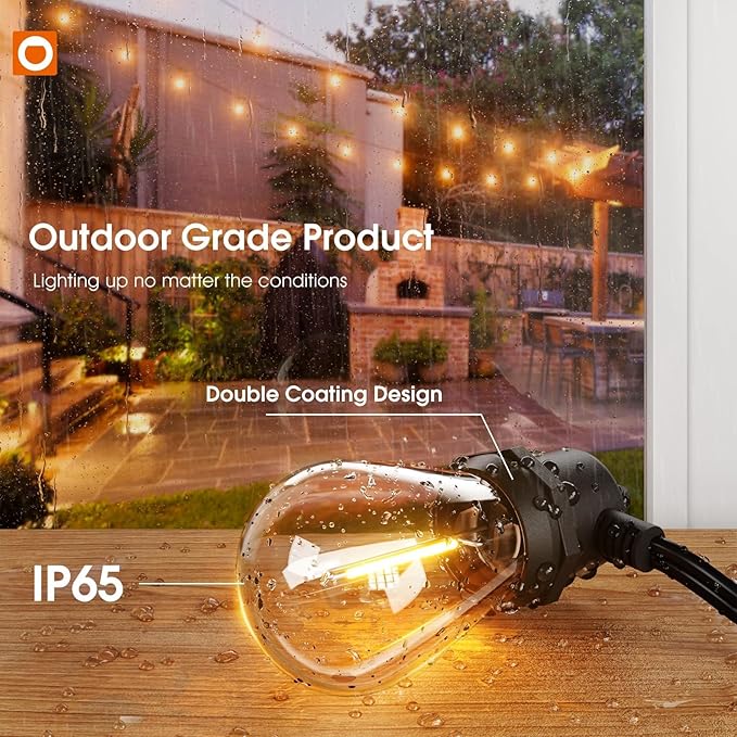 addlon 50FT Outdoor String Lights LED Waterproof Patio Lights - Image 2