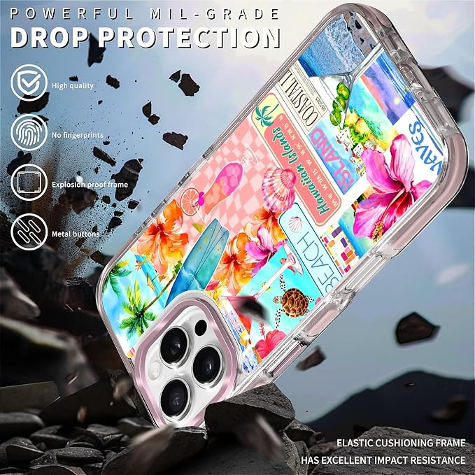 Case for iPhone 16 Pro Max, Coastal Beach Cover Coquette Collage Phone Case - Image 5