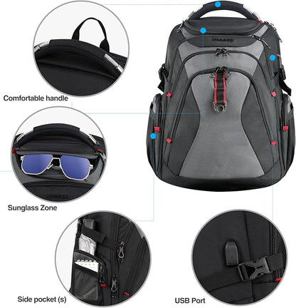 KROSER Travel Laptop Backpack 17.3 Inch XL Computer Backpack - Image 3