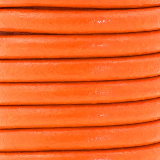 Mandala Crafts Round Genuine Orange Leather Cord - Image 3