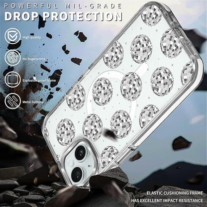 Case for iPhone 15, Disco Ball Grayish White Phone Case Design，for Women Girls - Image 5