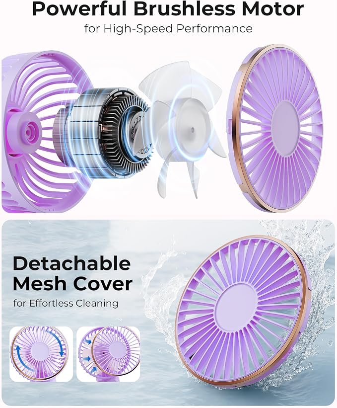 TUNISE Portable Handheld Fan, 180 Adjustable, 6 Speed Wind, USB Rechargeable - Image 3