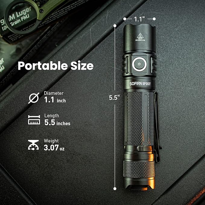 sofirn SP35T Tactical Flashlight, 3800 Lumens Super Bright Pocket LED - Image 3