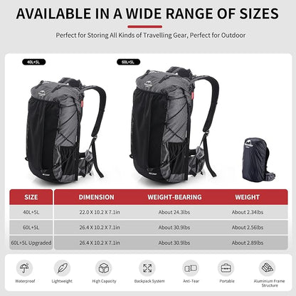 Naturehike 45L Rock Internal Frame Hiking Backpack - Image 3