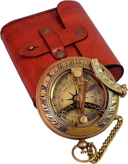 Vintage Brass Sundial Compass - Image 7