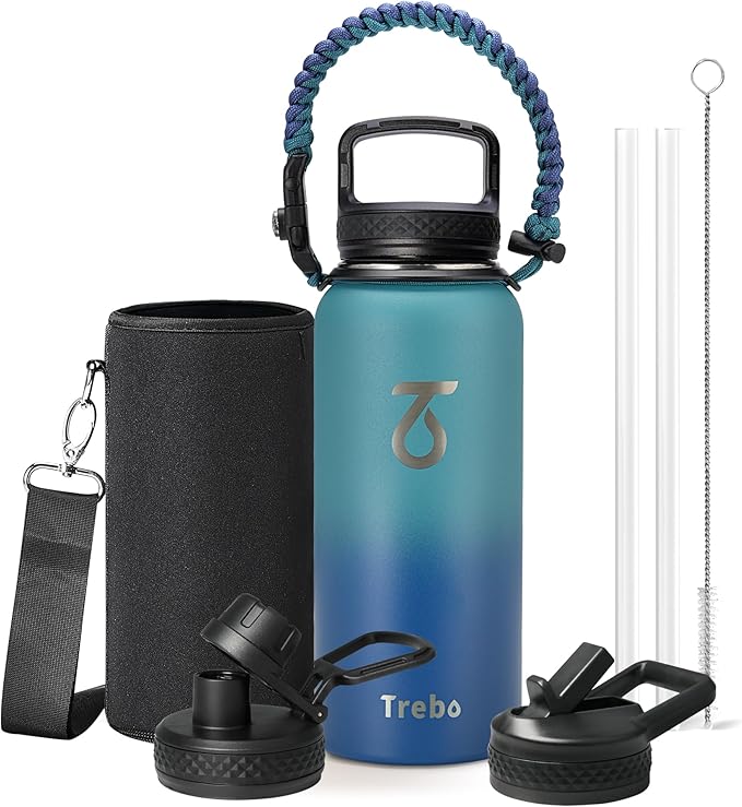 Trebo 32 oz Water Bottle Insulated by StayHotStayColdStayGreen