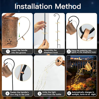 Ollny Solar Watering Can with Cascading Lights Outdoor Garden Decor, Birthday - Image 6