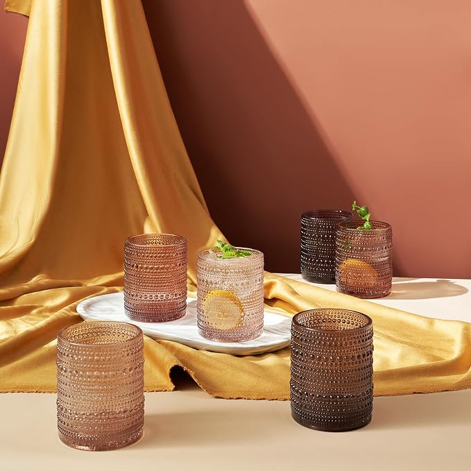Khen Hobnail Beaded Highball Drinking Tumbler Glasses | Set of 6 | Color - Image 2