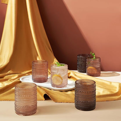 Khen Hobnail Beaded Highball Drinking Tumbler Glasses | Set of 6 | Color - Image 2