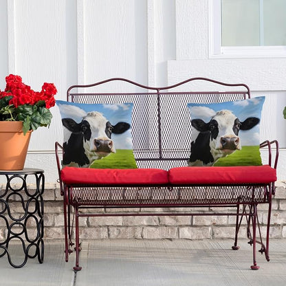 Swono Cow Bed Pillow Covers, Funny Farm Cattle Cow On Grass Meadow Decorative - Image 4