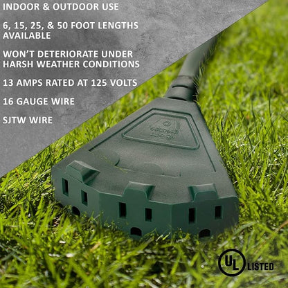 Holiday Lighting Outlet 6-Foot Green Extension Cord, 3-Prong Indoor & Outdoor - Image 5