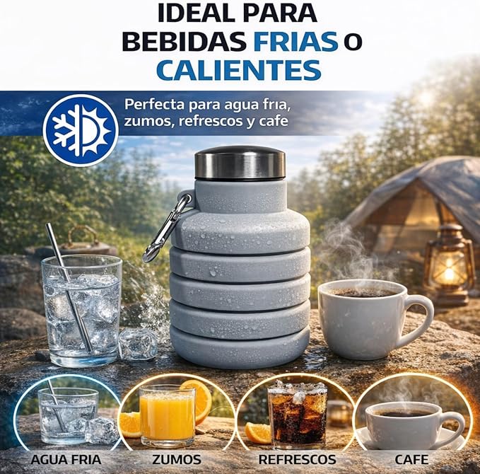 Collapsible Water Bottles, 16oz Capacity Portable Reusable Silicone Water Bottle - Image 7