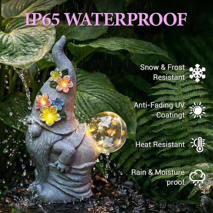 Solar Funny Garden Gnome Statue: Outdoor Sculpture Lights - Image 5