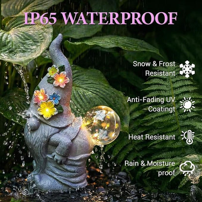 Solar Funny Garden Gnome Statue: Outdoor Sculpture Lights - Image 5