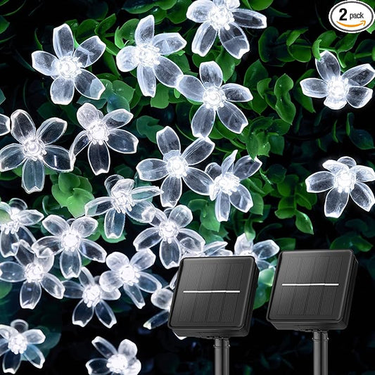 Brightown 2 Pack Total 52FT 120 LED Solar String Lights Flower Outdoor by Brightown