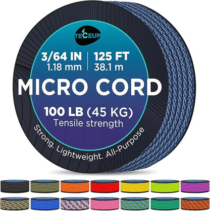 TECEUM Micro Paracord – 1.18 mm X 125 ft – Micro Utility Cord – Thin Braided by TECEUM
