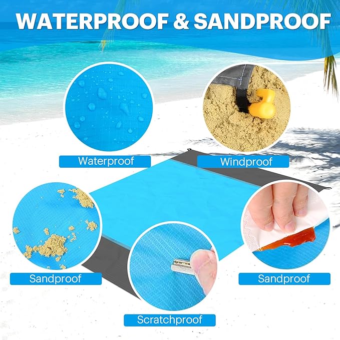 EASYFUN Beach Blanket Sandproof Oversized, Portable Picnic Mat - Image 4